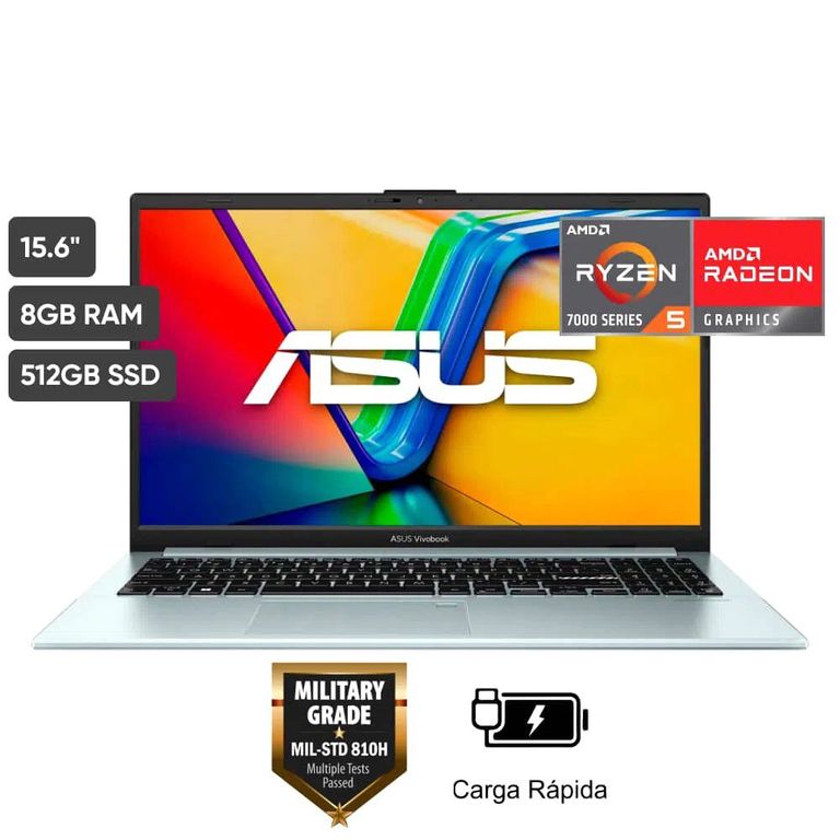 Laptop Vivobook Go R5 7520U 8gb Ddr5 512gb Ssd 15.6 Fhd window 11 Grey
