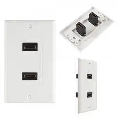 TRAUTECH - Placa ABS HDMI Faceplate Hdmi Hembra 2 Puestos 1080P EMPALME