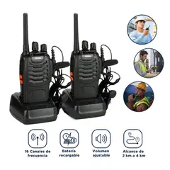 GENERICO - Radio Transmisor Receptor 16 canales Walkie Talkie Portátil 2 Unidades