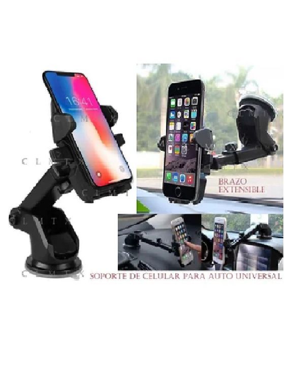 SOPORTE CELULAR AUTO BRAZO EXTENSIBLE 360° TABLERO PARABRISA