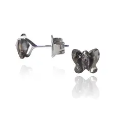 FERNANDA ROMERO JOYAS Y ACCESORIOS - Aretes Mariposa de Cristal con Plata Nacional Pequeños Hermosos y Delicados