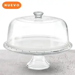 GENERICO - Porta Torta de Vidrio con Tapa PALLADIO 4 en1 Multifuncional