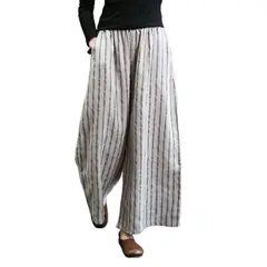 DENISASAA - Pantalones anchos pantalones rectos casuales a rayas retro