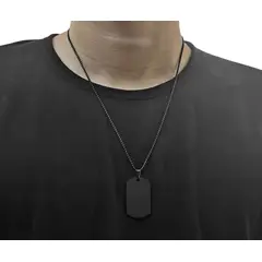 GENERICO - Collar Placa militar Hombre Titanio negro