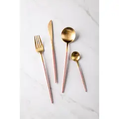 GENERICO - Set de Cubiertos Rosado y Dorado x 4 Un