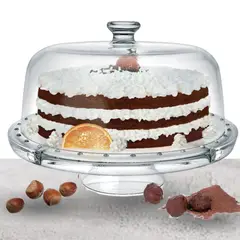 GENERICO - Porta Torta de Vidrio con Tapa de Vidrio 30 cm