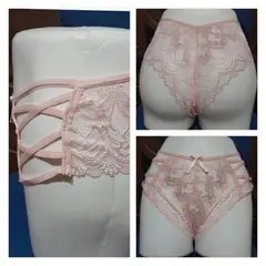 GENERICO - PANTY CACHETERO HILO DE ENCAJE CON LIGAS S-M