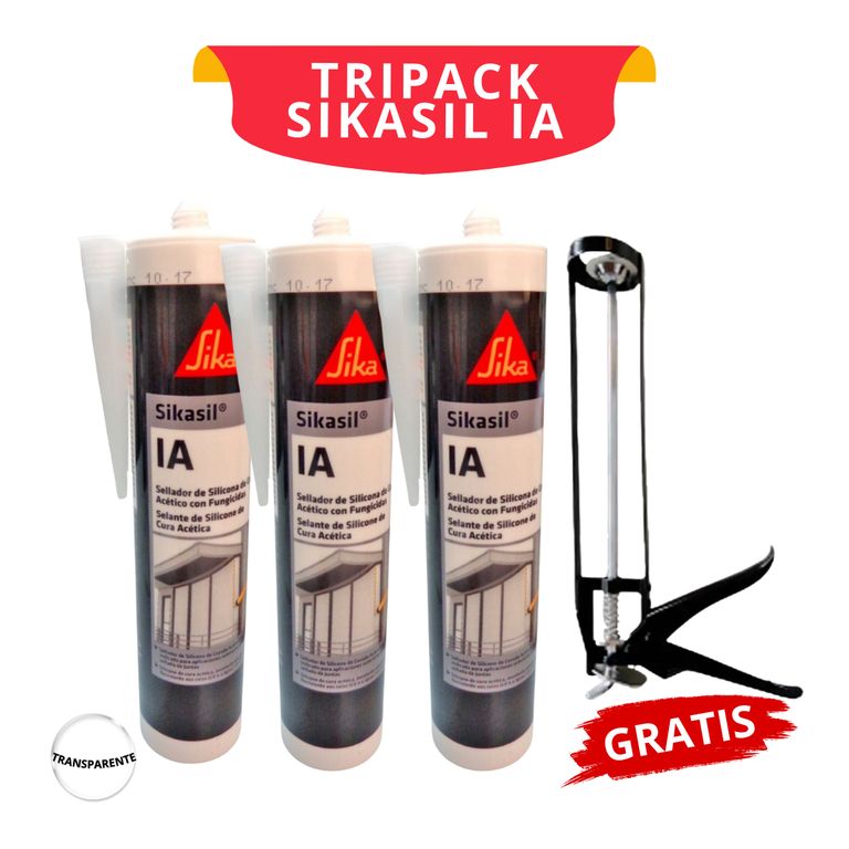 3 Siliconas Antihongos Sikasil IA Transparente 280ml GRATIS Aplicador