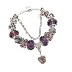 KAST PE - Pulsera mujer charms Corona Morado 19 cm