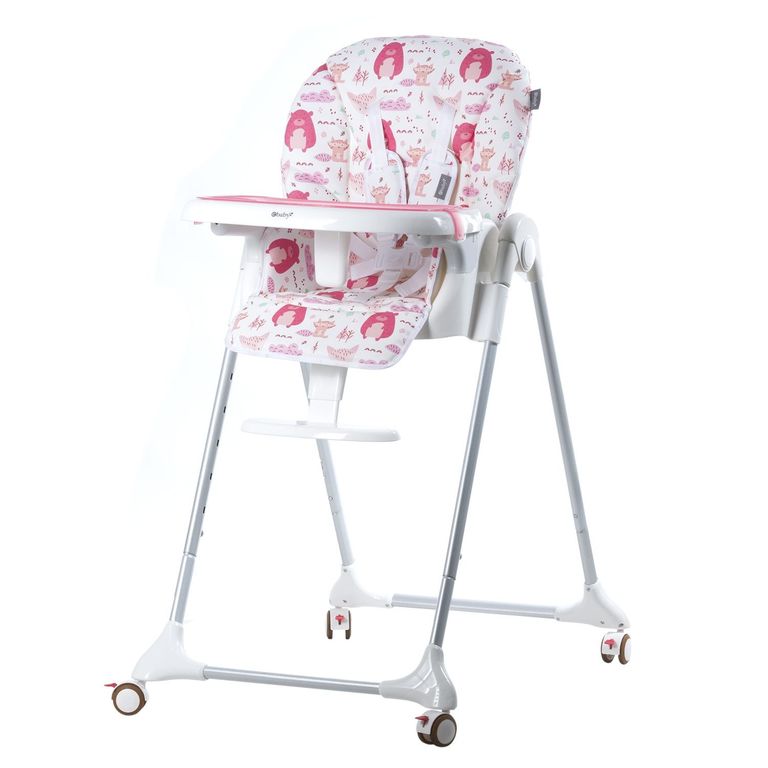 Silla de comer con llantes de freno Harriet Diseñado Rosado