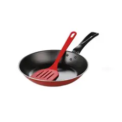 BRINOX - Sartén 24cm 1.45L Aluminio Con Espátula Garlic Rojo