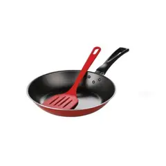 BRINOX - Sartén 22cm 1.2L Aluminio Con Espátula Garlic Rojo