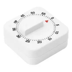 GENERICO - Temporizador Mecánico de Cocina Cuadrado Blanco