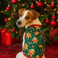 GENERICO - POLO GALLETA NAVIDEÑA PARA MASCOTAS - TALLA 3