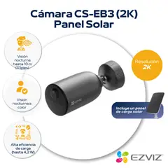 EZVIZ - Cámara Inalámbrica para exterior 2k + Panel de carga solar -
