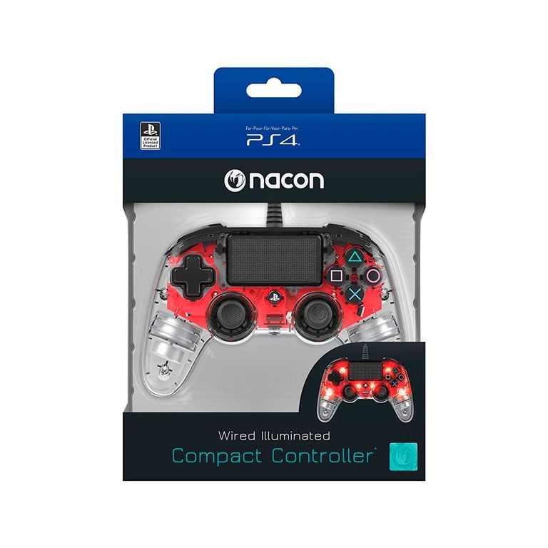 Mando PS4 Controller Wired Illuminated Compact Red