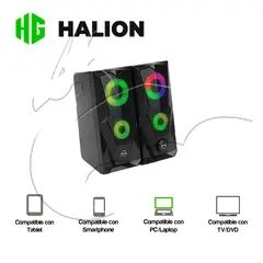 HALION - Parlantes 2.0 Gamer USB HA- S229 LED 7 Colores