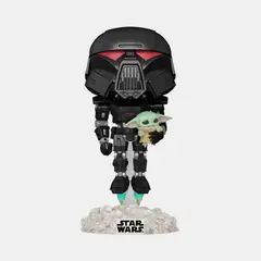 FUNKO - POP STAR WARS MANDALORIAN DARK TROOPER WITH GROGU
