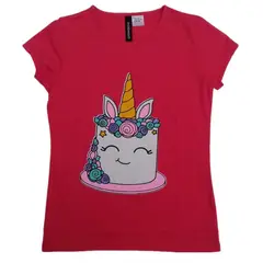 FODAGO - Polo niña manga corta Torta Unicornio - Rojo