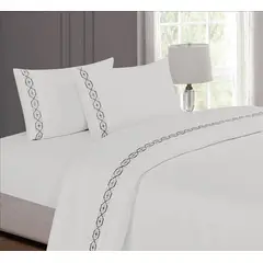 CASATEX - Juego de sabanas King 100% algodón con bordado