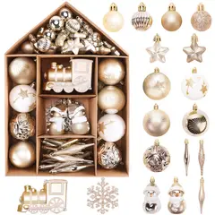 VATYERTY - 70 unidades de decoraciones navideñas para árbol oro