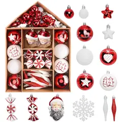VATYERTY - 70 unidades de decoraciones navideñas para árbol rojo