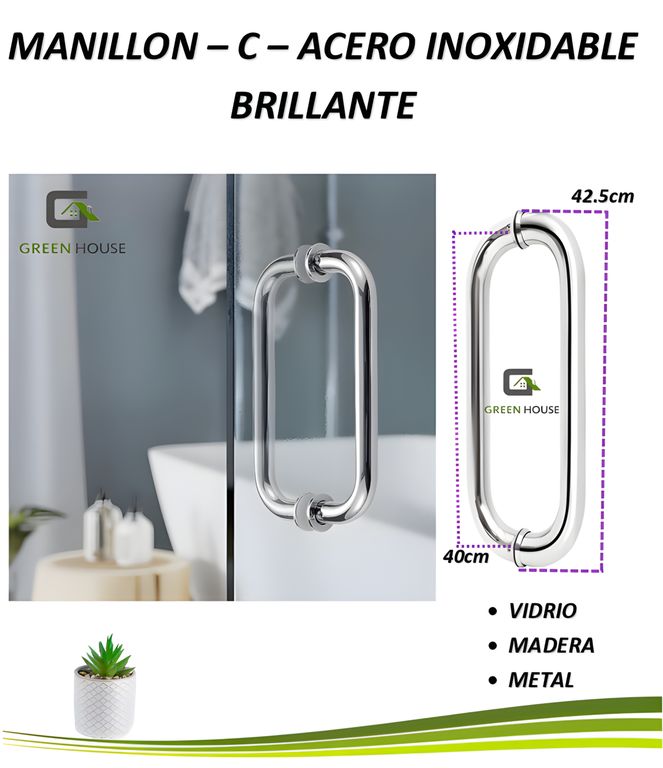 MANILLON - JALADOR - TIRADOR - C - ACERO INOXIDABLE 42CM