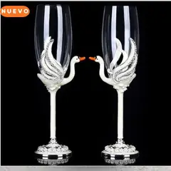 GENERICO - Copas Elegantes de Brindis con Incrustaciones de Cuentas