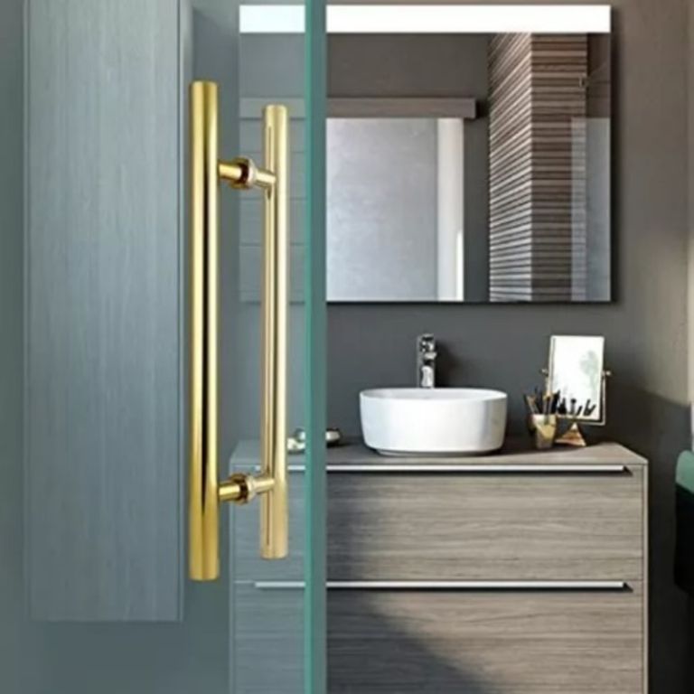 MANILLON - JALADOR - TIRADOR H ACERO DORADO PUERTA VIDRIO 60cm