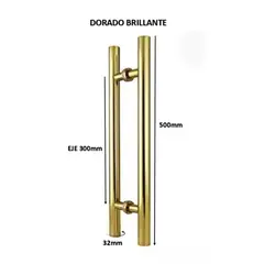 GREEN HOUSE - MANILLON - JALADOR - TIRADOR H ACERO DORADO PUERTA VIDRIO 50cm