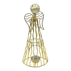 GENERICO - Angel de Navidad Dorado Metal Led 25.2 cm