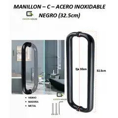 GREEN HOUSE - MANILLON - JALADOR - TIRADOR C NEGRO PUERTAS DE VIDRIO (EJE 300)