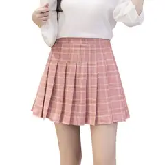 DENISASAA - Falda Short Minifalda Plisada A Cuadros De Estilo Coreano