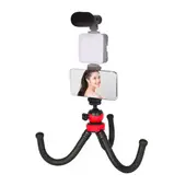 GENERICO - Trípode Flexible Pulpo para Celular con Luz LED y Microfono AY-49H