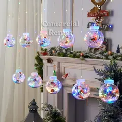 GENERICO - Luces Cascada Esferas Con Muñeco Bolas Multicolor