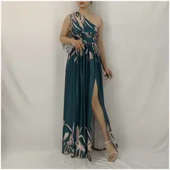 RINODERINA - Vestido Elegante Largo Moda Tejido seda leche - Regalo