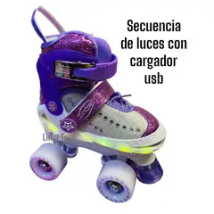 OKA - PATIN 4 RUEDAS LILA CON LUCES TALLA S