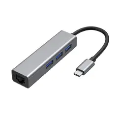 OEM - Hub Adaptador Tipo C 3 Puertos Usb 3.0 + Ethernet Gigabit