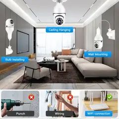 GENERICO - Foco Cámara Vigilancia E27 5G Visión Nocturna Monitoreo con APP Navidad Genieka