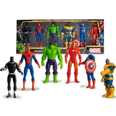 MARVEL - Set De Figuras Articulables Y De Jebe Avengers 6Pcs