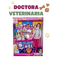 GENERICO - Muñeca Doctora Veterinaria con Accesorios Y Mascotas