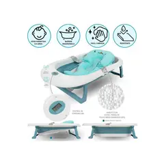 BABY HAPPY - Bañera Plegable con Almohada para Bebé PARTY Blue