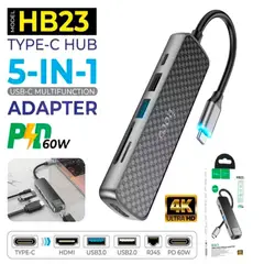 HOCO - Adaptador Cable Tipo C a HDMI / USB 3.0 / USB 2.0 / RJ45 - PD 60W