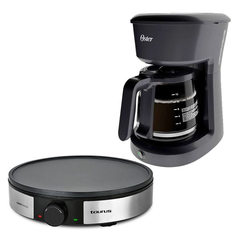 Crepera con Placa antiadherente S164 y Cafetera 12 tazas Oster