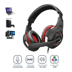 GENERICO - Audífonos Gaming con Luz LED RGB Micrófono para PC PS4 Laptop Xbox