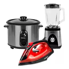DAEWOO - Olla Arrocera 2.8 L + Licuadora 1.5 L + Plancha de Vapor