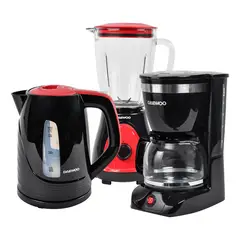 DAEWOO - Licuadora 1.5 L + Cafetera 1.25L 12 Tazas + Hervidor 1.7 L