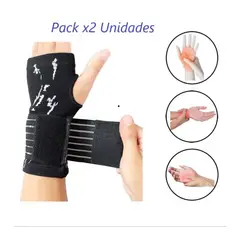 GENERICO - Pack 2 Muñequera Soporte Mano Reduce Dolor Tendinitis Negro