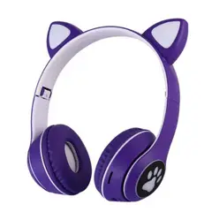 GENERICO - Audifono Bluetooth Gato Con Microfono Morado Purpura