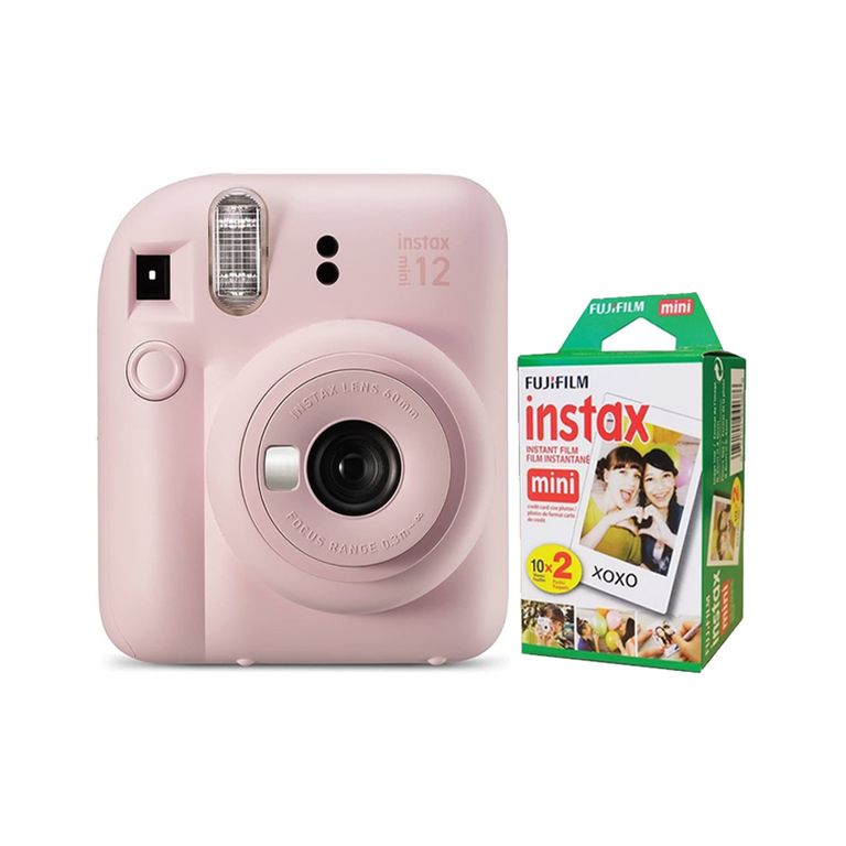 Camara Instax Mini 12 Rosado Flor+Pack de Pelicula x20.